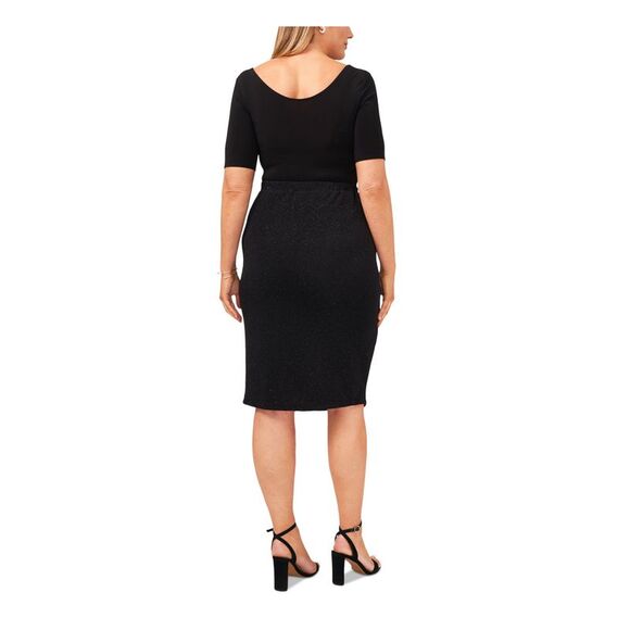 MSK WOMEN Womens Black Ruched Tie Lined Knee Length Party Pencil Skirt Plus 2X - Picture 2 of 2